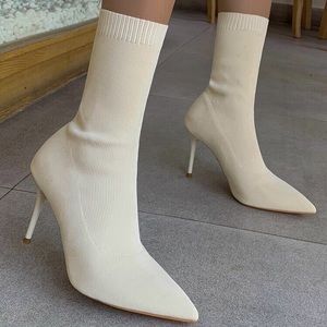 White Knit Sock Boots